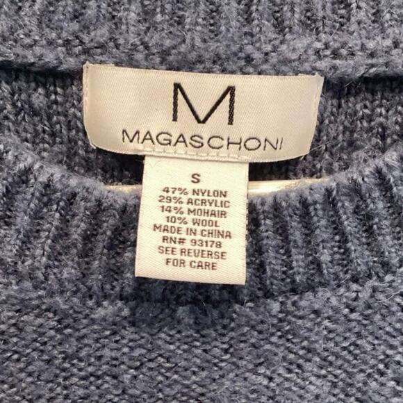 Magaschoni Mens Crewneck Mohair Sweater Blue Wool Blend Size Small Casual Preppy - Picture 2 of 6